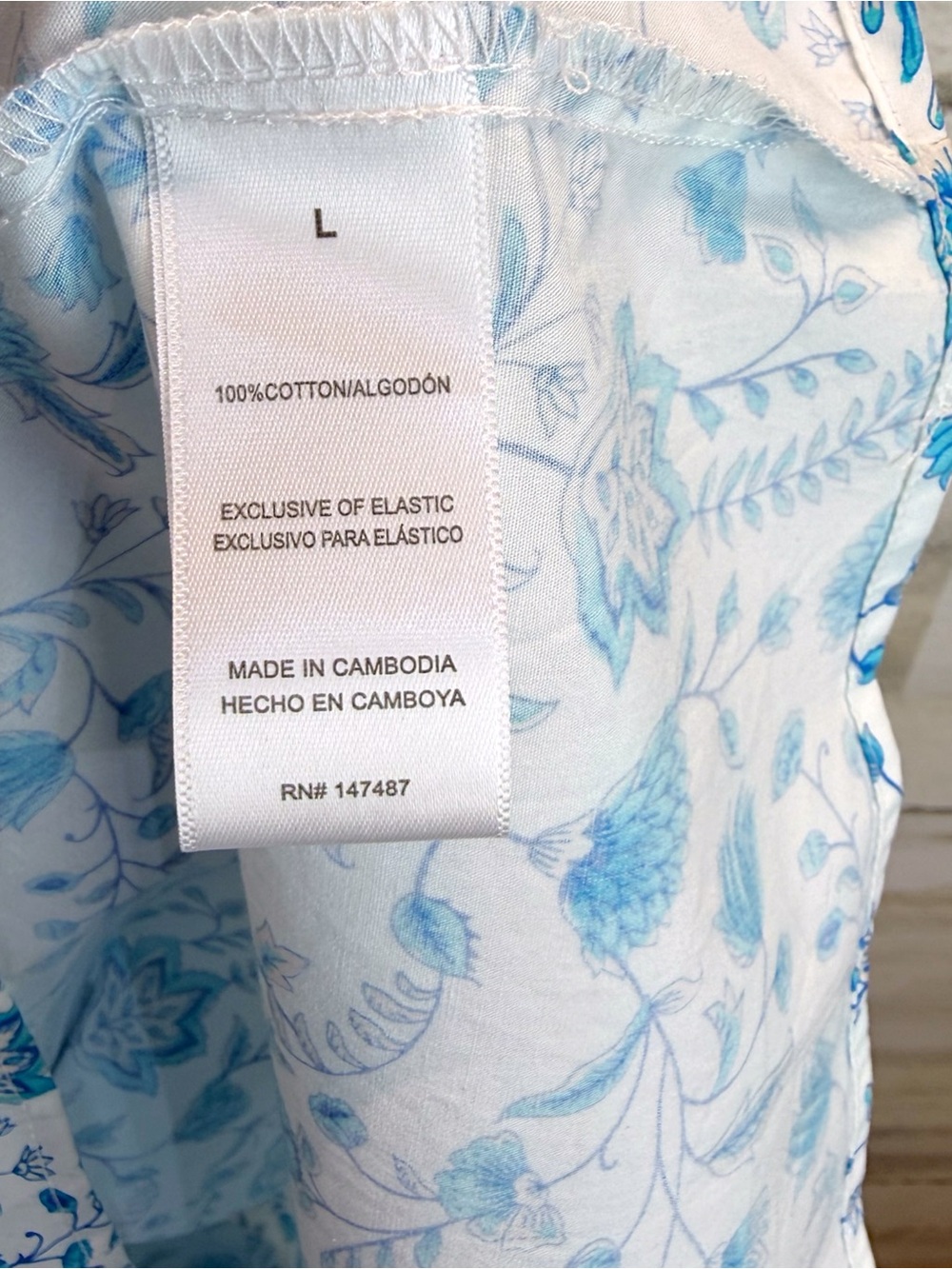 Draper James Blue White Floral Smocked Cotton Midi Dress Coastal Chic Large - Picture 12 of 12